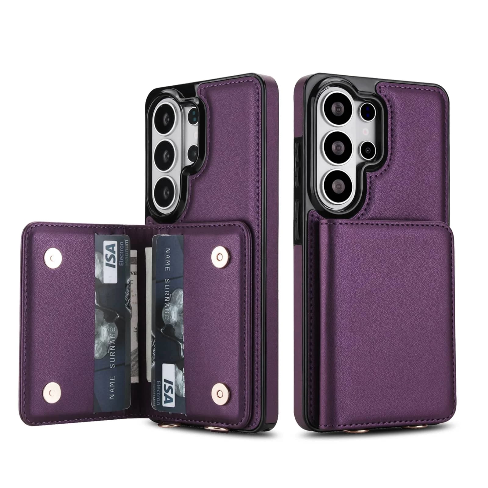 Custodia a Portafoglio per Samsung Galaxy S26 Ultra/S26 Plus con 6 Slot per Carte, Blocco RFID, in Pelle PU, Chiusura Magnetica, Antiurto