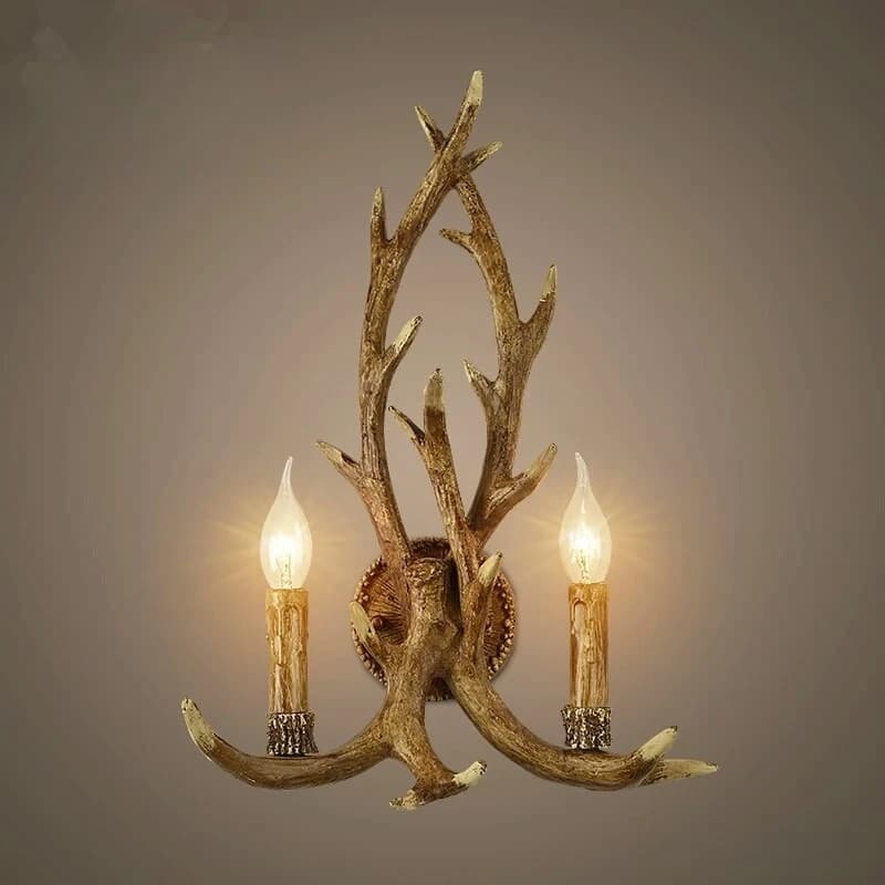 Lampada da parete a LED decorativa in resina con sensazione di legno, lampada da parete a LED, corno di cervo, corna di cervo, lampada da parete a LED, ramo di albero