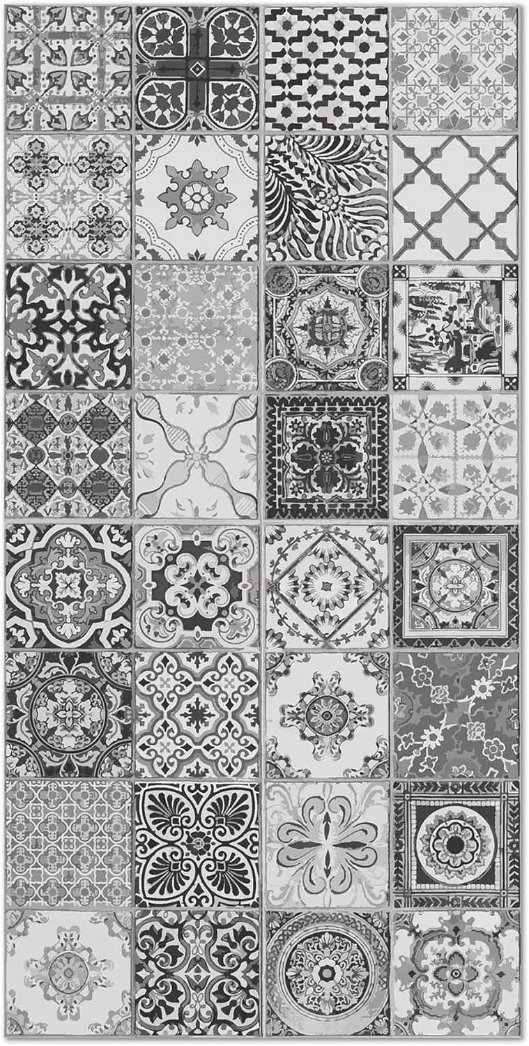 VIKAMA Tappetino in PVC stampato con testa di tigre in stile cinese, tappeto da comodino per bagno, decorazione domestica che assorbe l'acqua