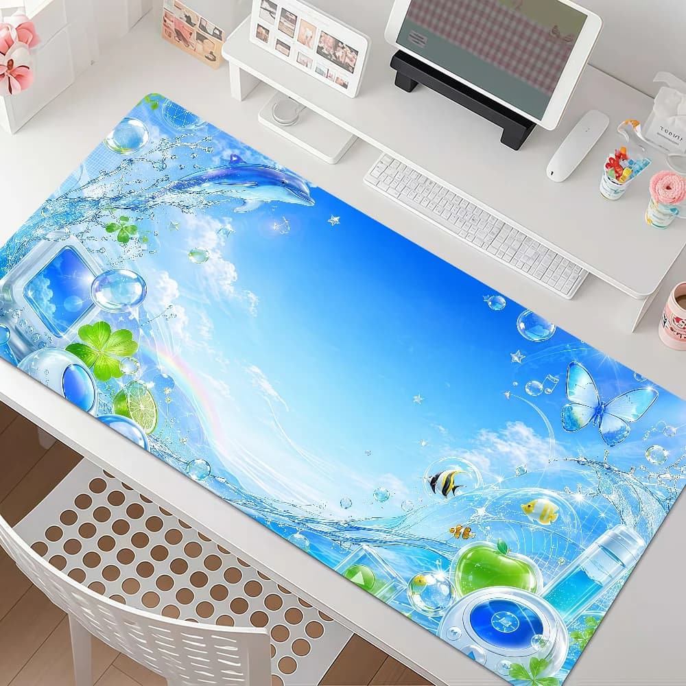 Frutiger Aero Art Large Mouse Pad Gaming Desk Mat Non‑Slip Rubber Base for Laptop PC Desktop Decor