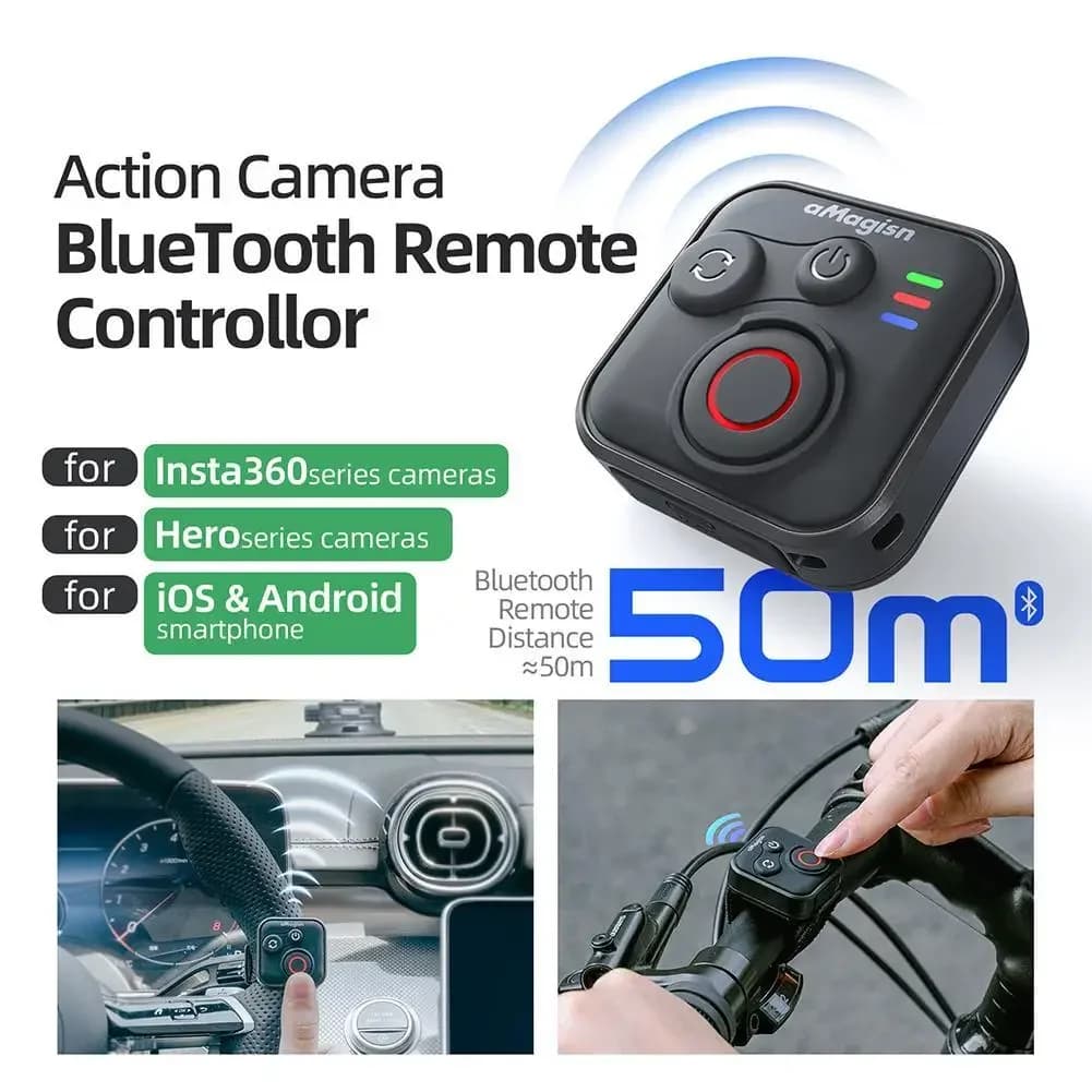 Telecomando selfie BT5.0 per action camera Insta360 Gpro Smartphone con telecomando compatibile con Ios e Android Bluetooth