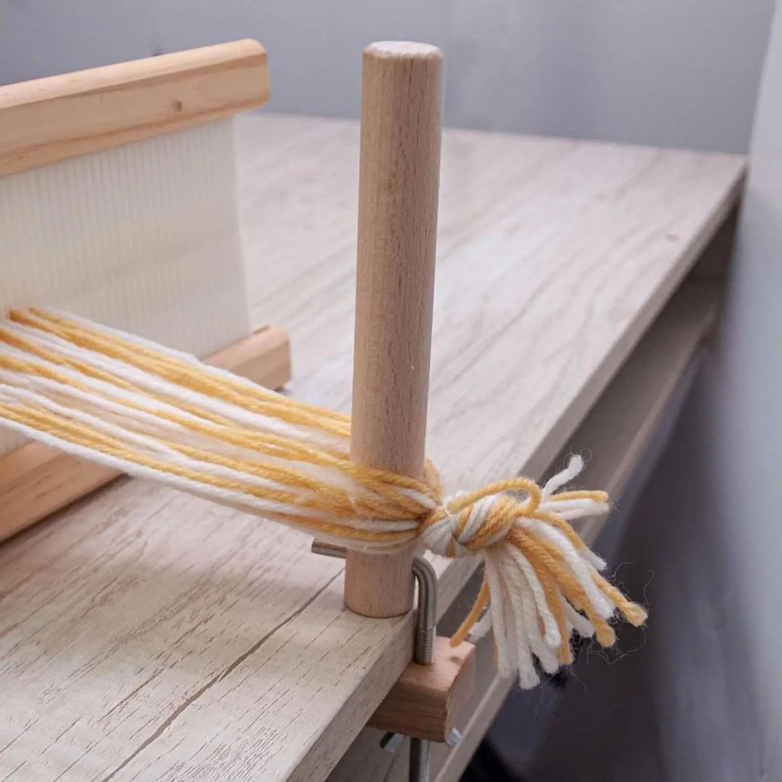 Premium Wood Warping Pegs and Clamp Kit Weaving Loom Pegs Adjustable Desk Clamp Set for Card Weaving and DIY Handcraft