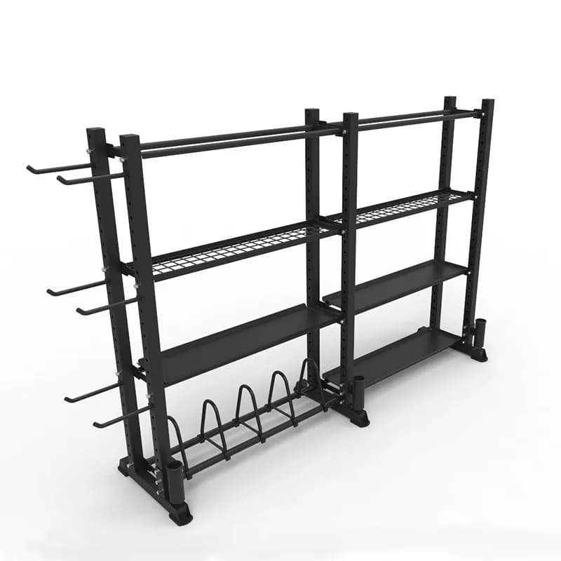 Scaffale Multifunzionale per Palestra, Portaoggetti per Allenamento Personale, Supporto per Manubri, Tablet, Kettlebell e Medicine Ball