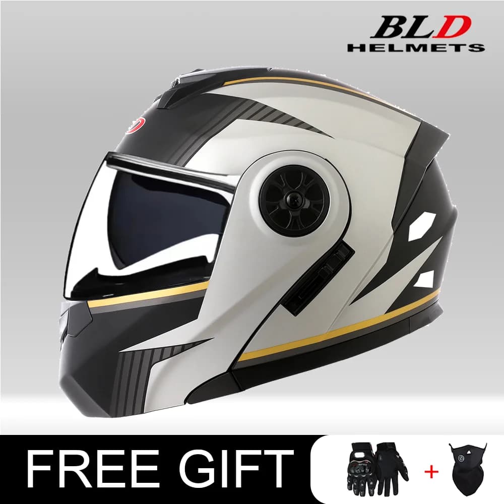 BLD Full Face Helmet Motorcycle Bike Racing ATV Crash Helmet DOT ECE Certified Dual Visor Anti-Fog Safety Hard Casco Moto Adult