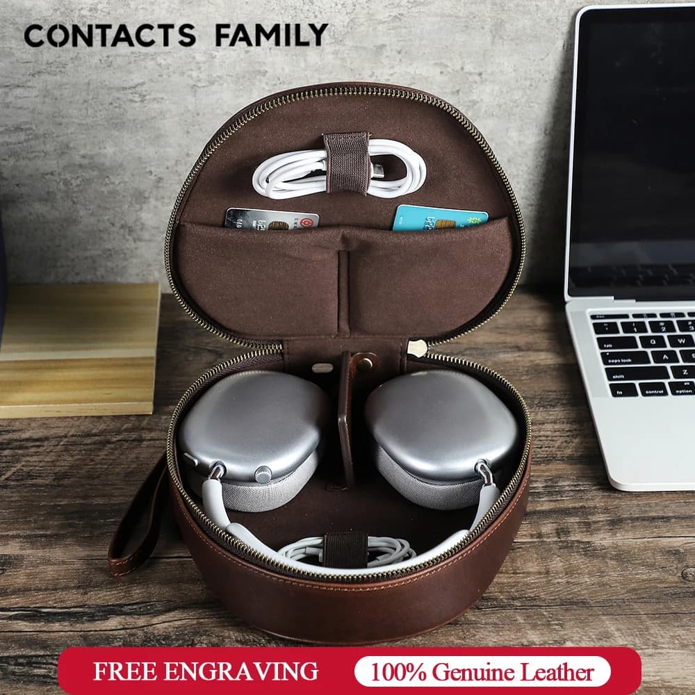 Genuine Leather Case for Apple AirPods Max SONY WH1000 XM4 XM5 XM6 Headphone Travel Case Protective Case