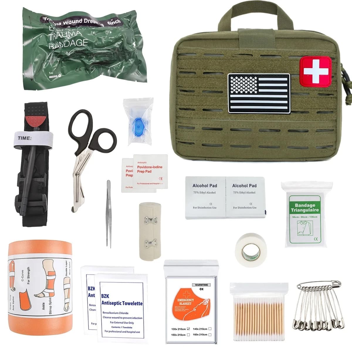 Tactical First Aid Kit Pouch - Airsoft EMT Medical Pouch,with Tourniquet 6" Israeli Bandage Splint - Outdoor Gear Emergency Kits