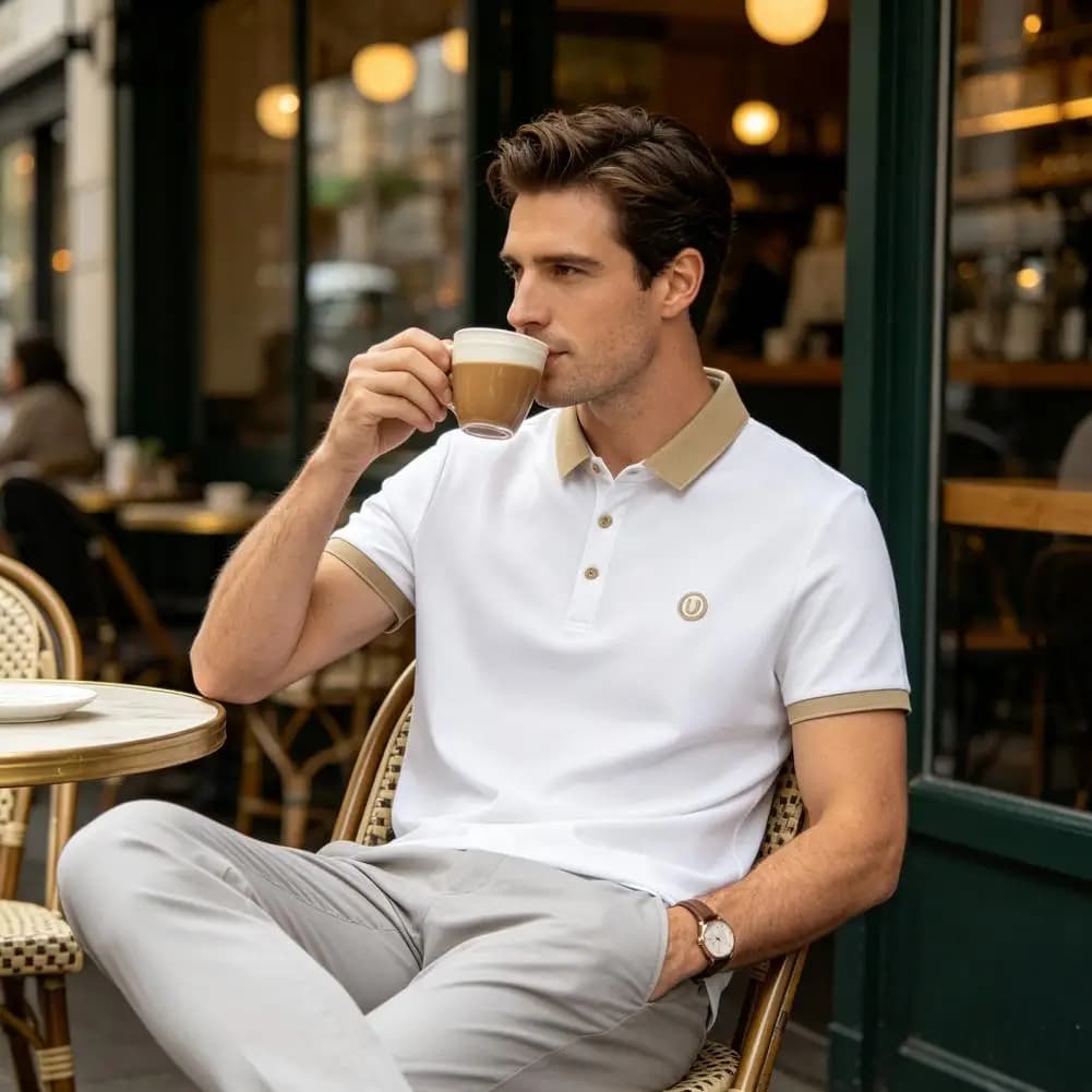 Camicia da golf da uomo con bottoni, colletto a risvolto, maniche corte, color block, casual, per l'estate, le vacanze, l'ufficio, gli appuntamenti