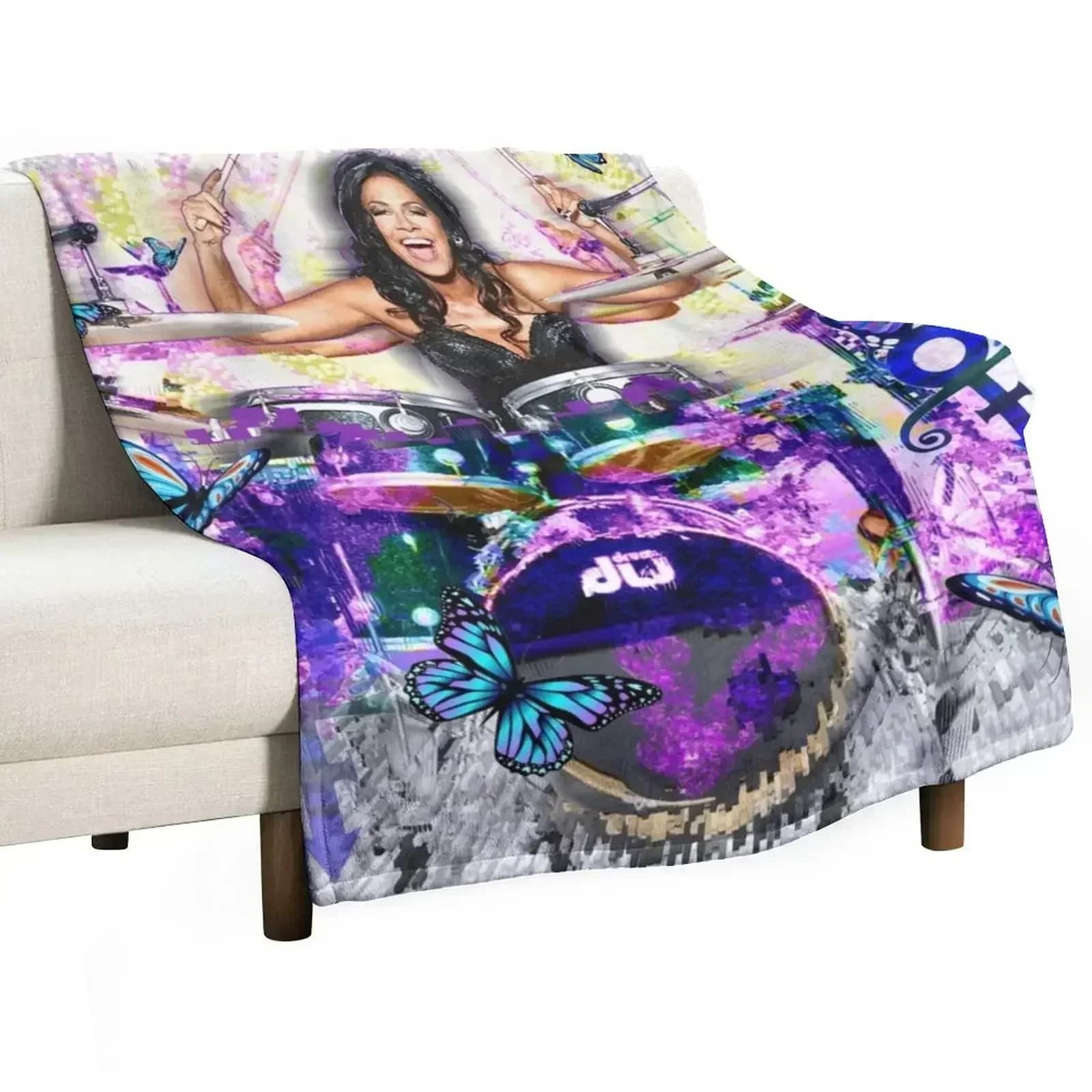 Coperta in flanella e pile morbida e calda con motivo pattinatrice vintage, per sport invernali