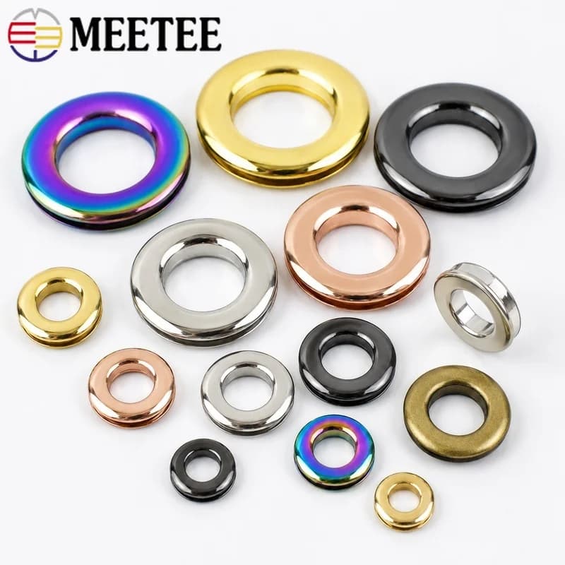 5/10Pcs Meetee Metal Screw Back Eyelets Grommets with Washer Loop for Purse Garment Shoes Leather Craft DIY Accessories Supplies