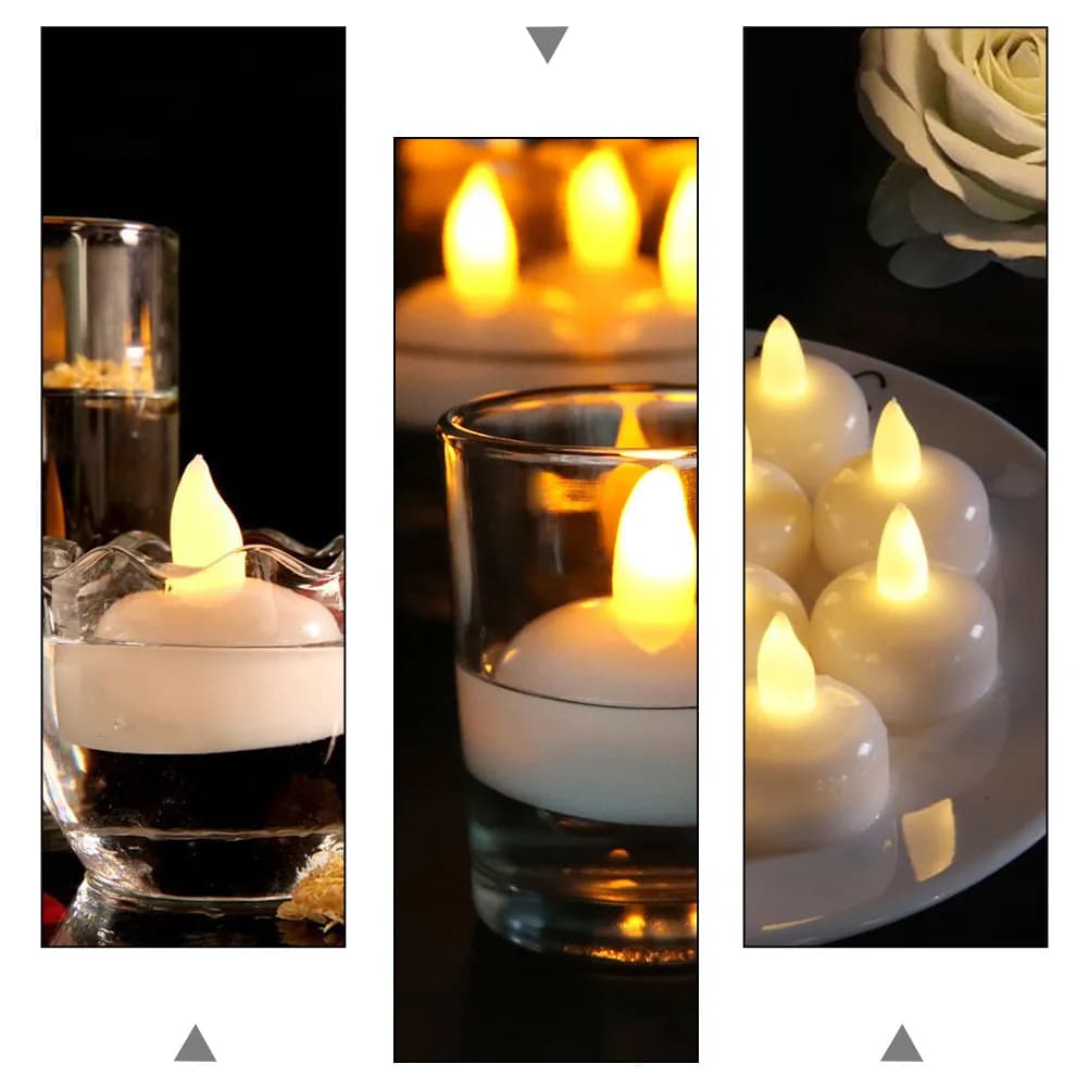 Set of 12 Flameless Floating LED Candles, Waterproof and Smokeless, Easy to Transport for Pool, Pond, Weddings, Party, Festival and Garden Decorations