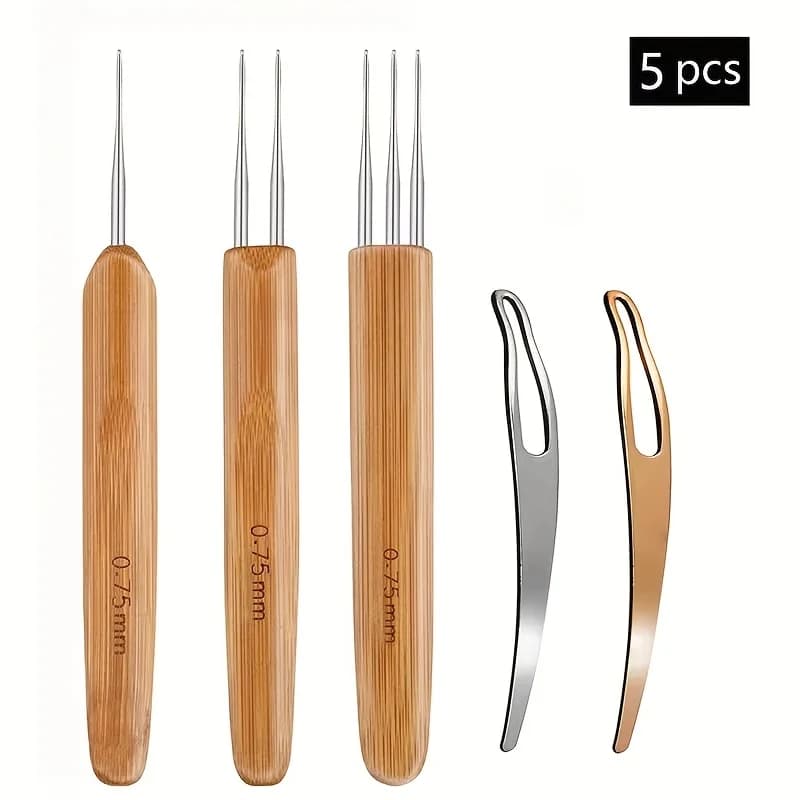 5pcs Dreadlock Crochet Hook Tool Kit | Braid Hair Dreadlocks Needle Weaving, Braid Hair Weaving Tool, For Enthusiasts