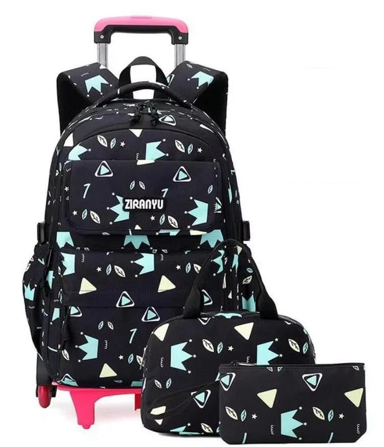 Set di zaini scolastici con rotelle Borsa trolley da scuola per ragazze Ziranyu Set di borse per zaini con ruote per scuola primaria Borsa per il pranzo Borsa per penne