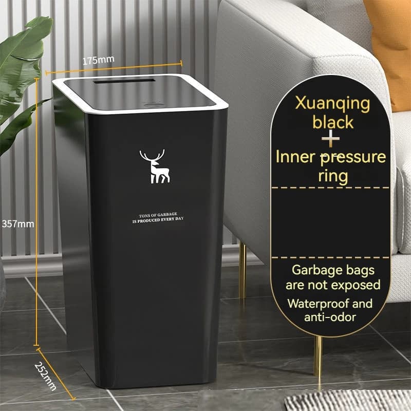 Toilet Trash Can Press Type Trash Can Living Room Kitchen Toilet Deodorant Belt Press Cover Trash Can