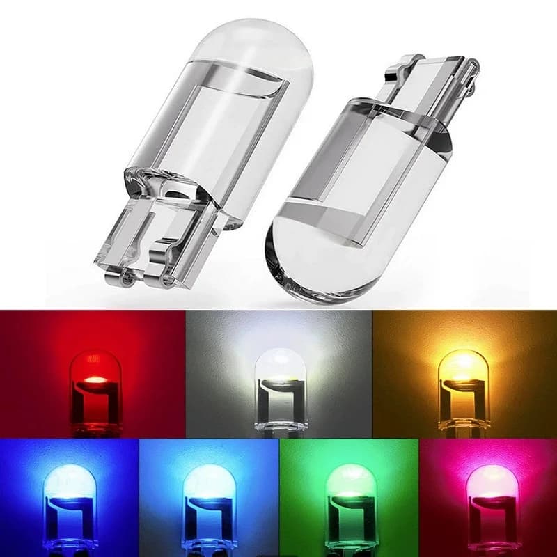 2/5/10x W5W T10 Lampada a LED Lampadina per auto Resina epossidica Cob 12V 6000K 7 colori Cuneo Lampada targa Cupola Indicatore Luce di lettura Bianca