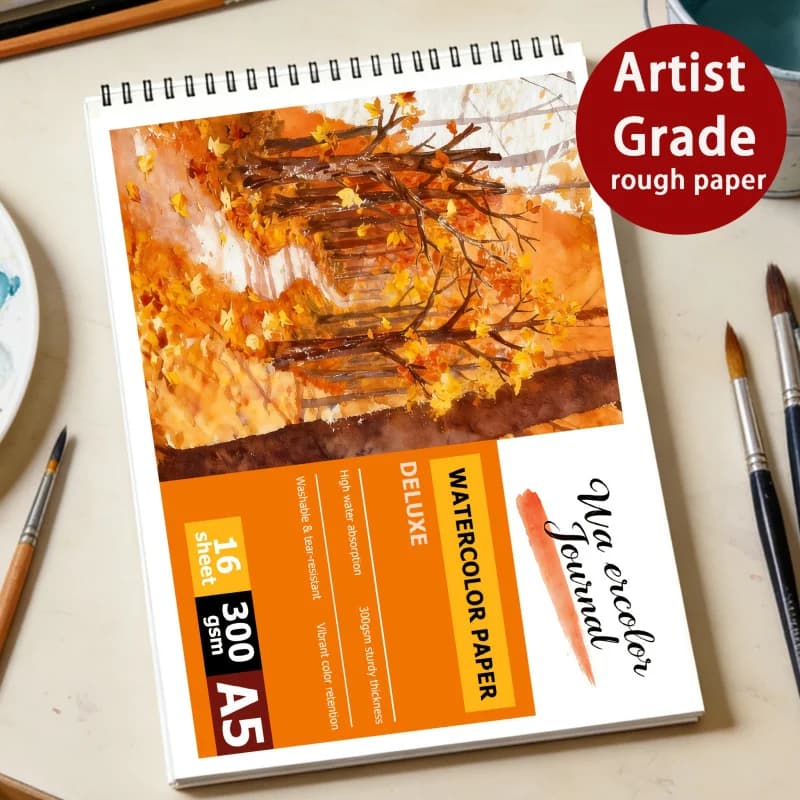 Heavyweight A5 Sketchbook - 300gsm Rough Paper, Spiral-Bound, Perfect for Artists’ Daily Sketching