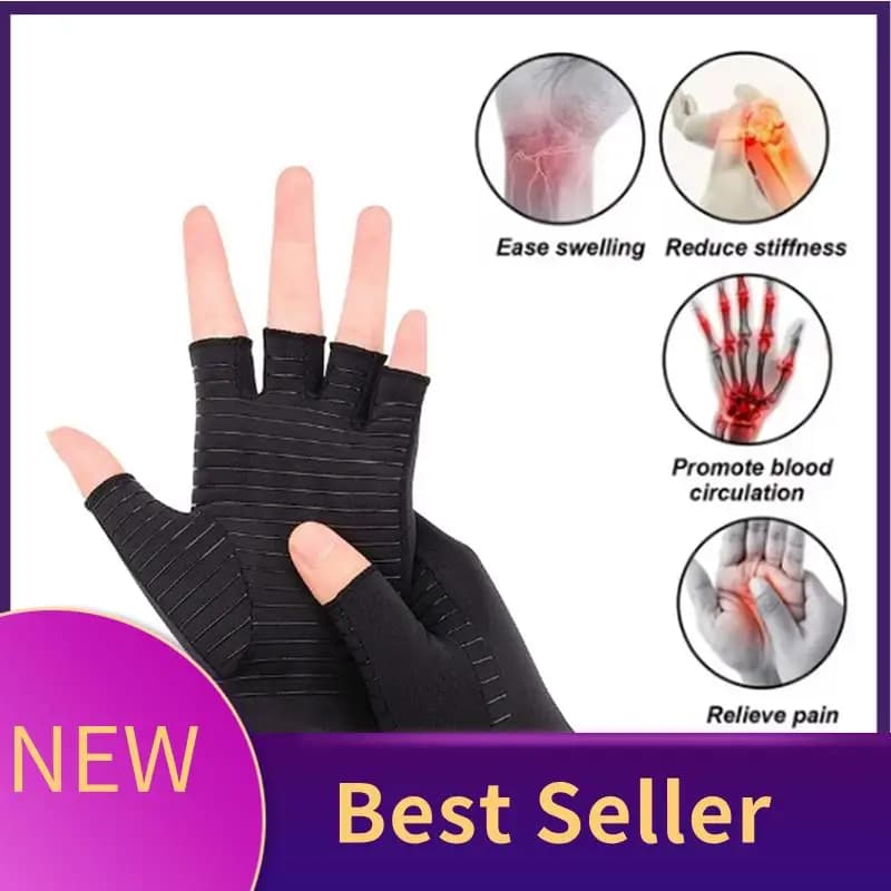 HFES Guanti per artrite Supporto per mano Tutore per polso per gonfiore - Guanti a compressione senza dita Supporto per il dolore al polso Donna Uomo