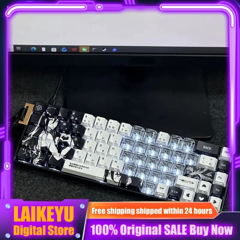 Keycap a tema Reze di Chainsaw Man per tastiera meccanica Cherry PBT+PC, keycap personalizzato con incisione laterale, tastiera da gaming per PC, idea regalo
