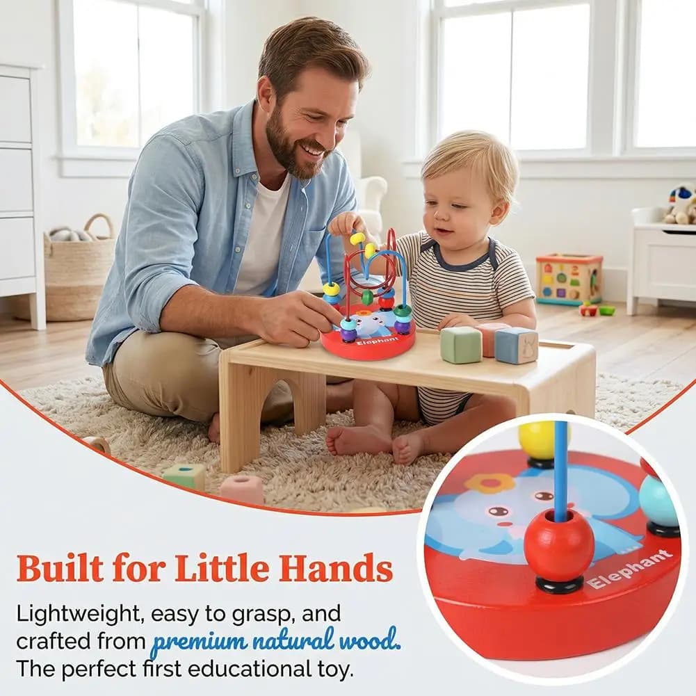 Giocattolo Labirinto di Perline in Legno, Gioco Educativo Precoce per Infilare le Perline e Riconoscere i Colori, per Neonati, Bambini e Bambini in Età Prescolare