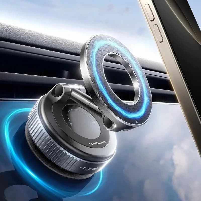 Supporto Magnetico per Telefono Compatibile con Magsafe, Ventosa a Vuoto 360° ° Supporto per auto e camion con rotazione, universale, portatile e pieghevole