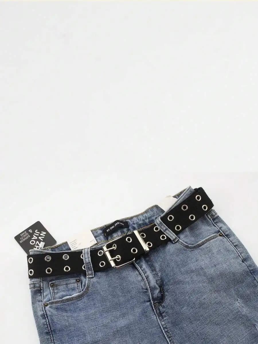 Fashion Double Hole Canvas Belt Casual Jeans Belt Unisex Street Style