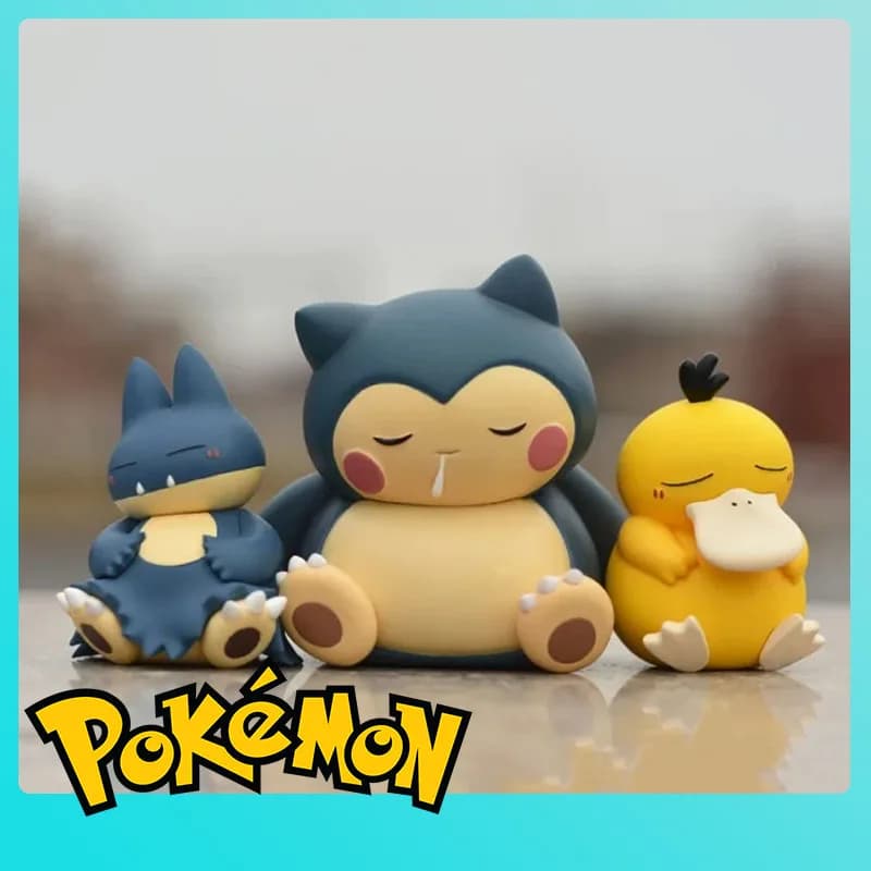 Pokemon Cute Sleeping Snorlax Psyduck Gonbe Anime Action Figure 6-7cm Kawaii Mini PVC Toy Doll Decorazione da scrivania Regalo di compleanno per bambini