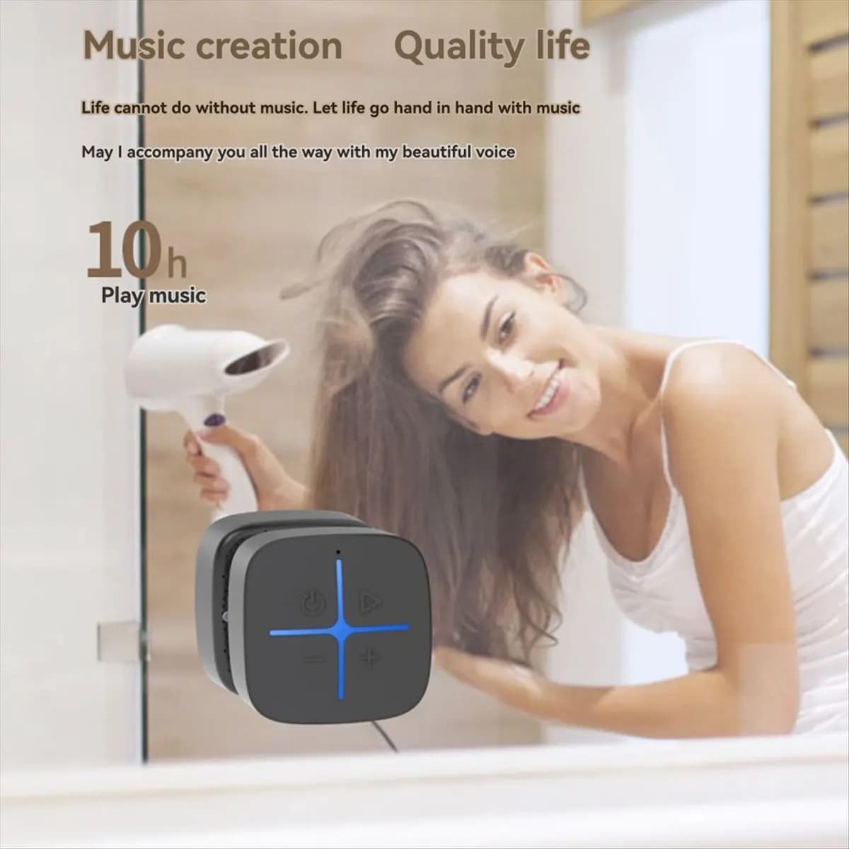 Altoparlante da doccia Bluetooth portatile impermeabile con ventosa Altoparlante da bagno compatto con suono surround 3D