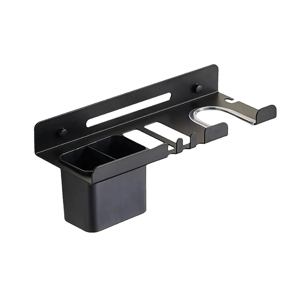 Carbon Steel Hair Dryer Holder Wall Mounted Space Saving Blow Dryer Hanger Waterproof Straightener Storage Rack Comb