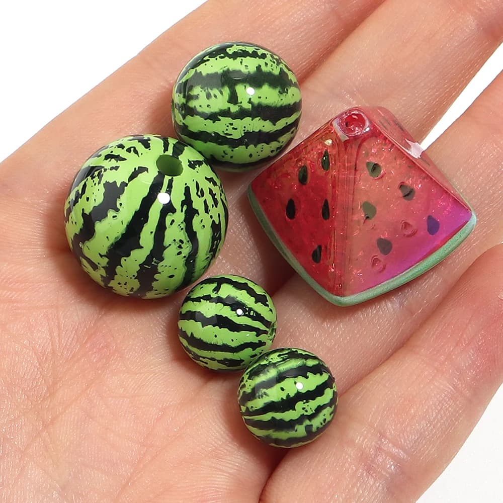 5-10pcs/lot Watermelon Shape Acrylic Beads Fruit Loose Spacer Beads For DIY Bracelet Necklace Earring Jewelry Making Supplies