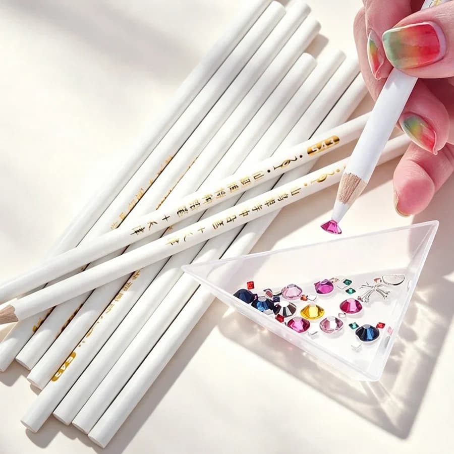 5/10Pcs Dotting Pen Rhinestones Pick Up Pencil, Nail Art Gems Picking Tools, DIY Clothes Beads Craft Container Tray