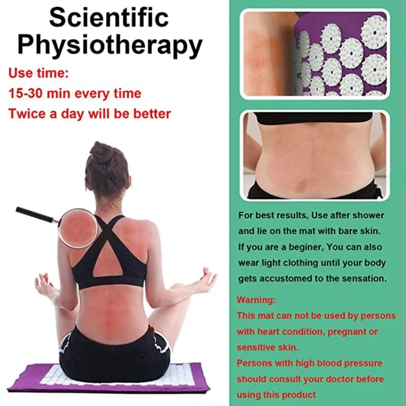Tappetino per Yoga Shiatsu, Massaggiatore per Collo, Schiena e Piedi, Sollievo dal Dolore, Massaggio Terapeutico