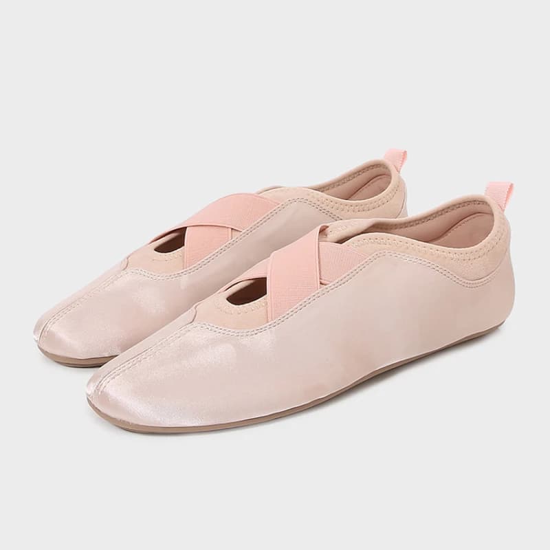 Ballerine morbide per donna comode scarpe da donna primaverili in tessuto di raso a testa tonda antiscivolo per il tempo libero con fascia elastica esterna 2025