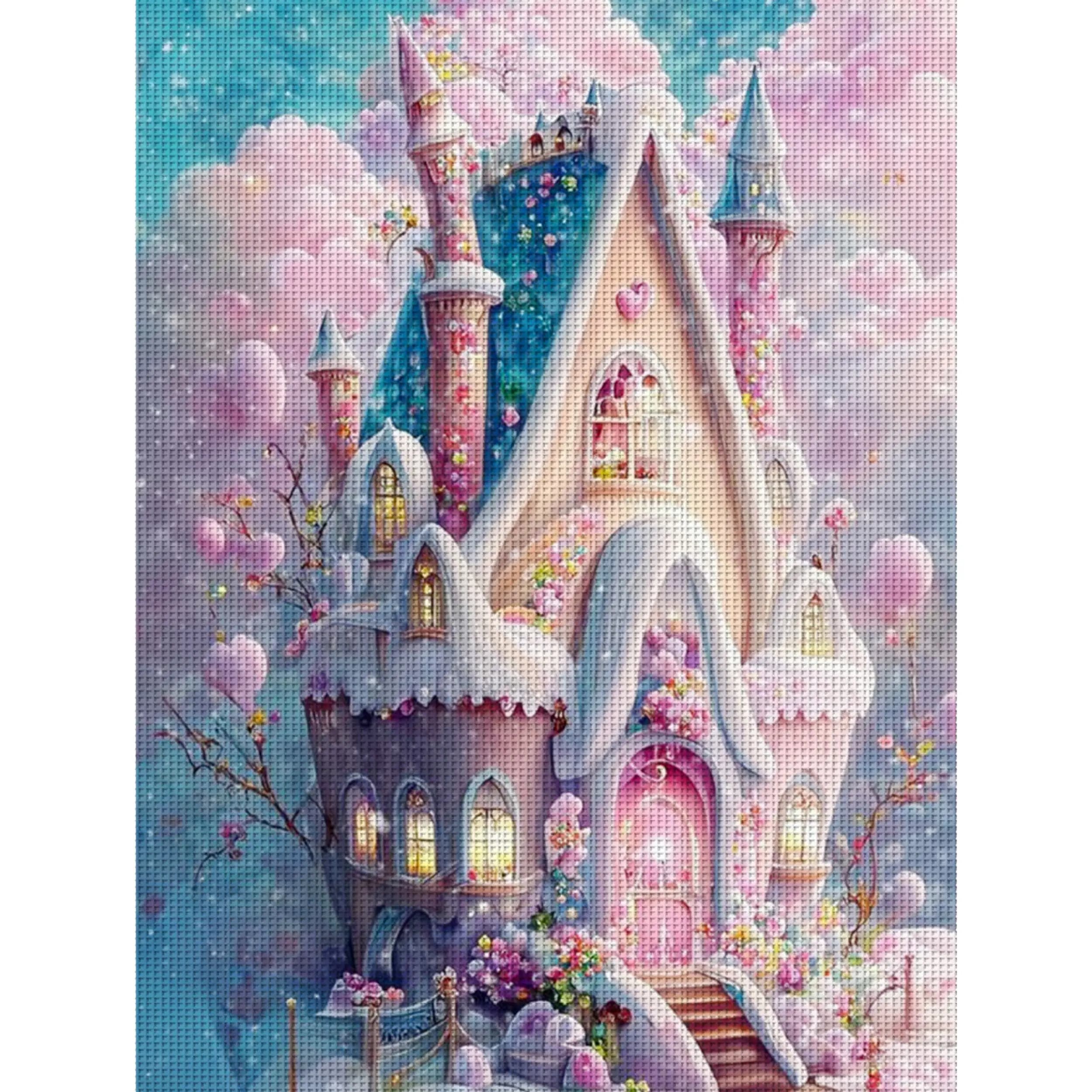1 pezzo 36X46cm/14.17X18.11 pollici, kit fai da te per punto croce con stampa 11CT, Castello delle Nuvole, set di punto croce rilassante per principianti adulti