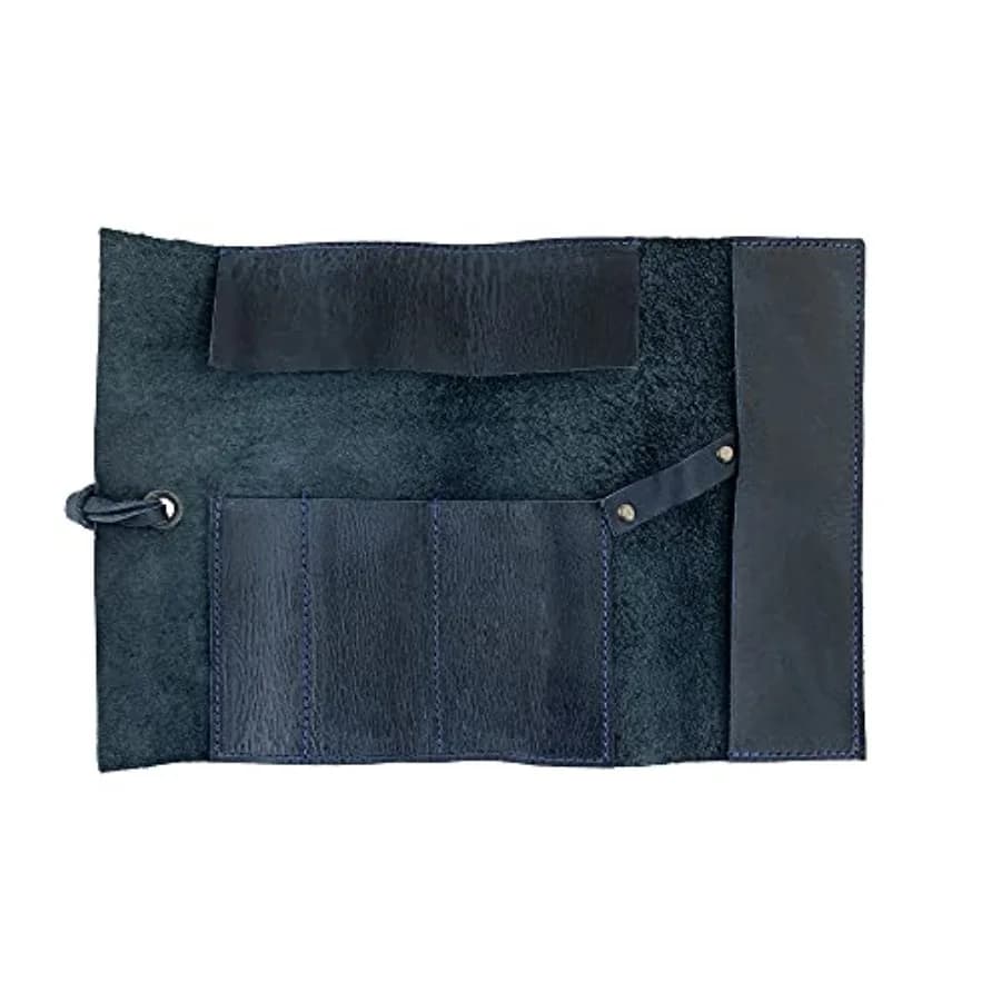 Astuccio Arrotolabile Rustico, Portaoggetti Multiuso per Forbici, Auricolari, Organizzatore per Artigianato, in Pelle a Grana Piena, Fatto a Mano