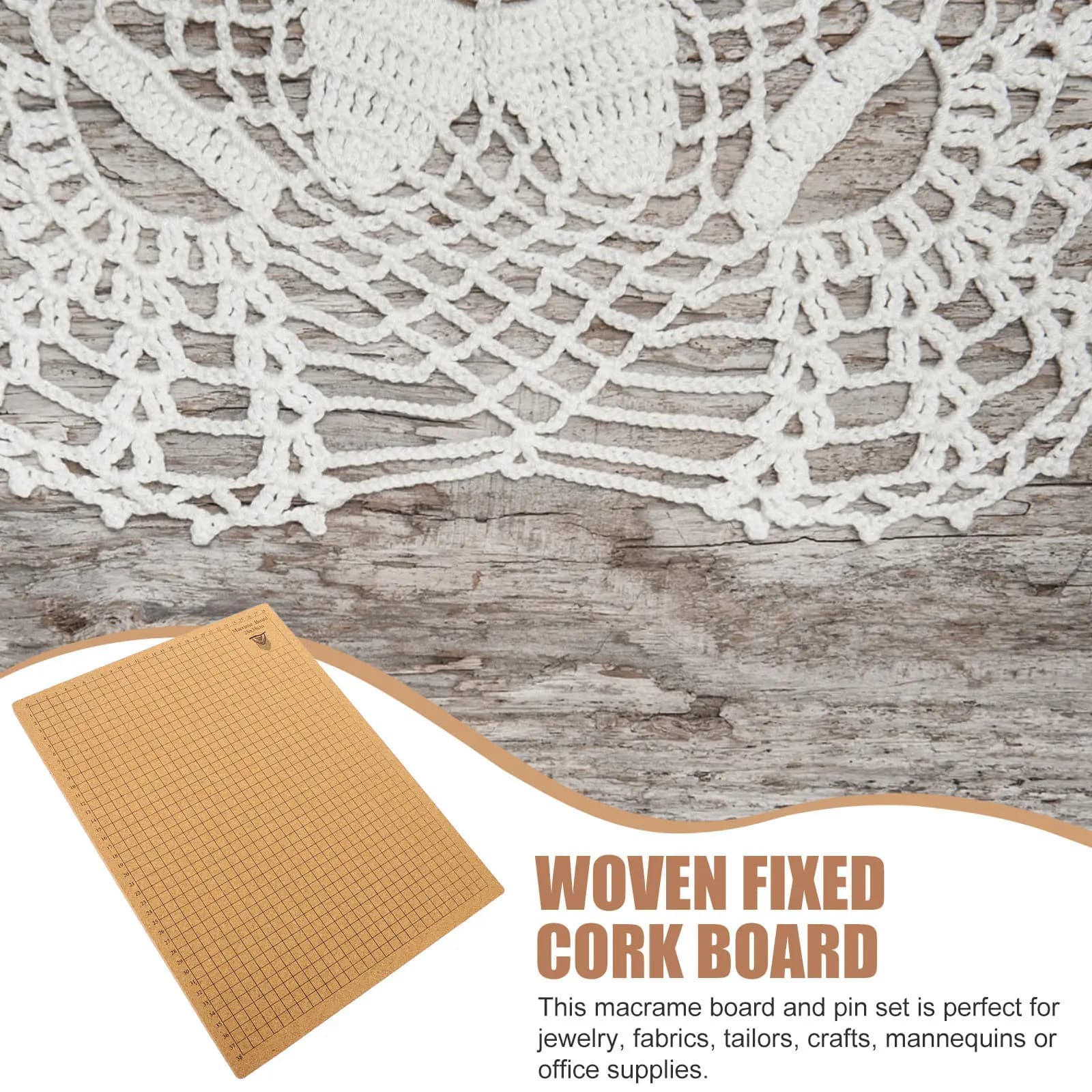 1Set Premium Cork Macrame Board for Knotting Crafts Lightweight Spacious Grid Surface with Stainless Steel T Pins Bracelet