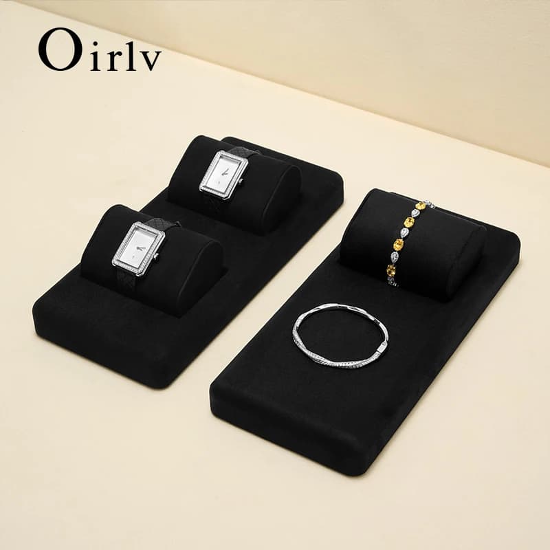 Oirlv Set espositore per gioielli in velluto nero per orecchini, anelli, collane, braccialetti, bracciali, vassoi, organizzatori, bancone, espositori per gioielli