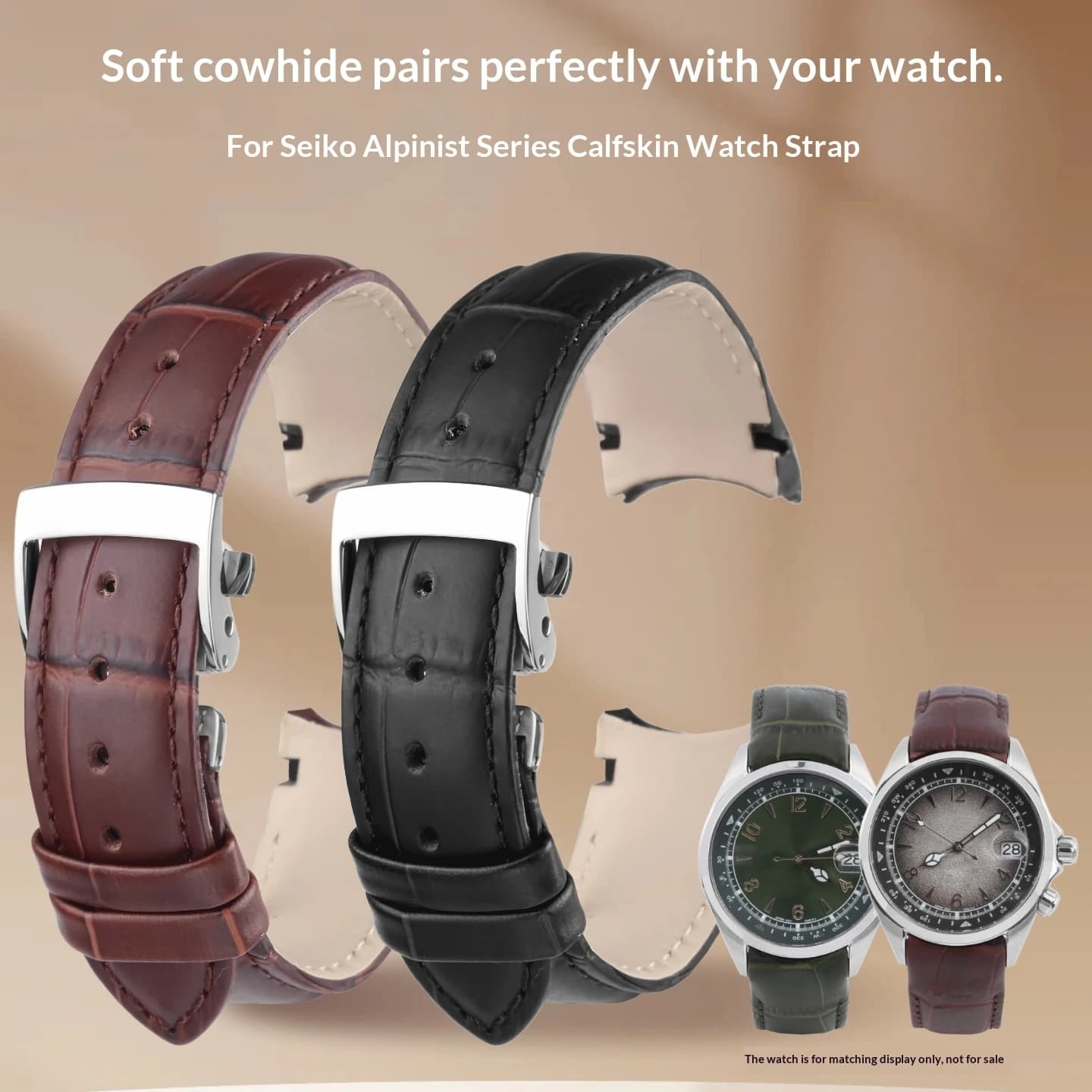 For Seiko PROSPEX Mountaineering SPB155J1 SPB121J1 Series Curved Leather Special Men's Watch Straw Brown Black Dark Green 20mm