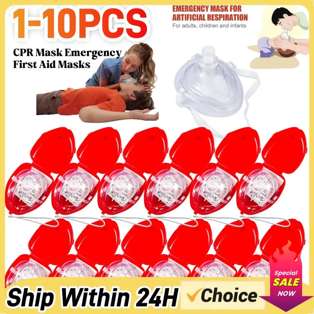 1-10 pezzi Maschera professionale per respirazione artificiale CPR, protegge i soccorritori, riutilizzabile con valvola unidirezionale