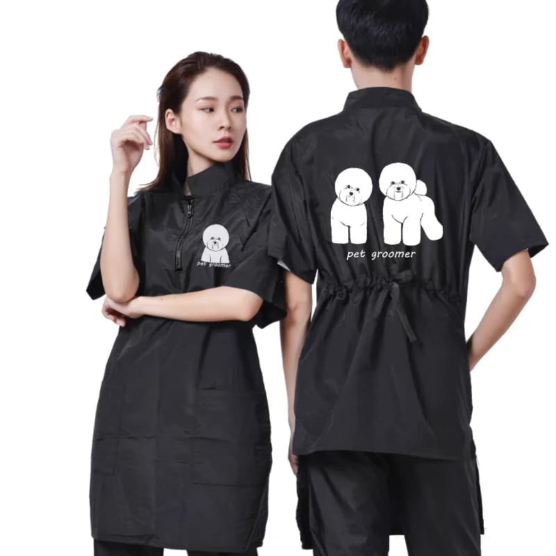 Stile lungo Pet Dog Toelettatura Abbigliamento Negozio di animali Toelettatore Uniforme Impermeabile Anti Capelli Abiti da lavoro Parrucchiere Parrucchiere Abito da parrucchiere