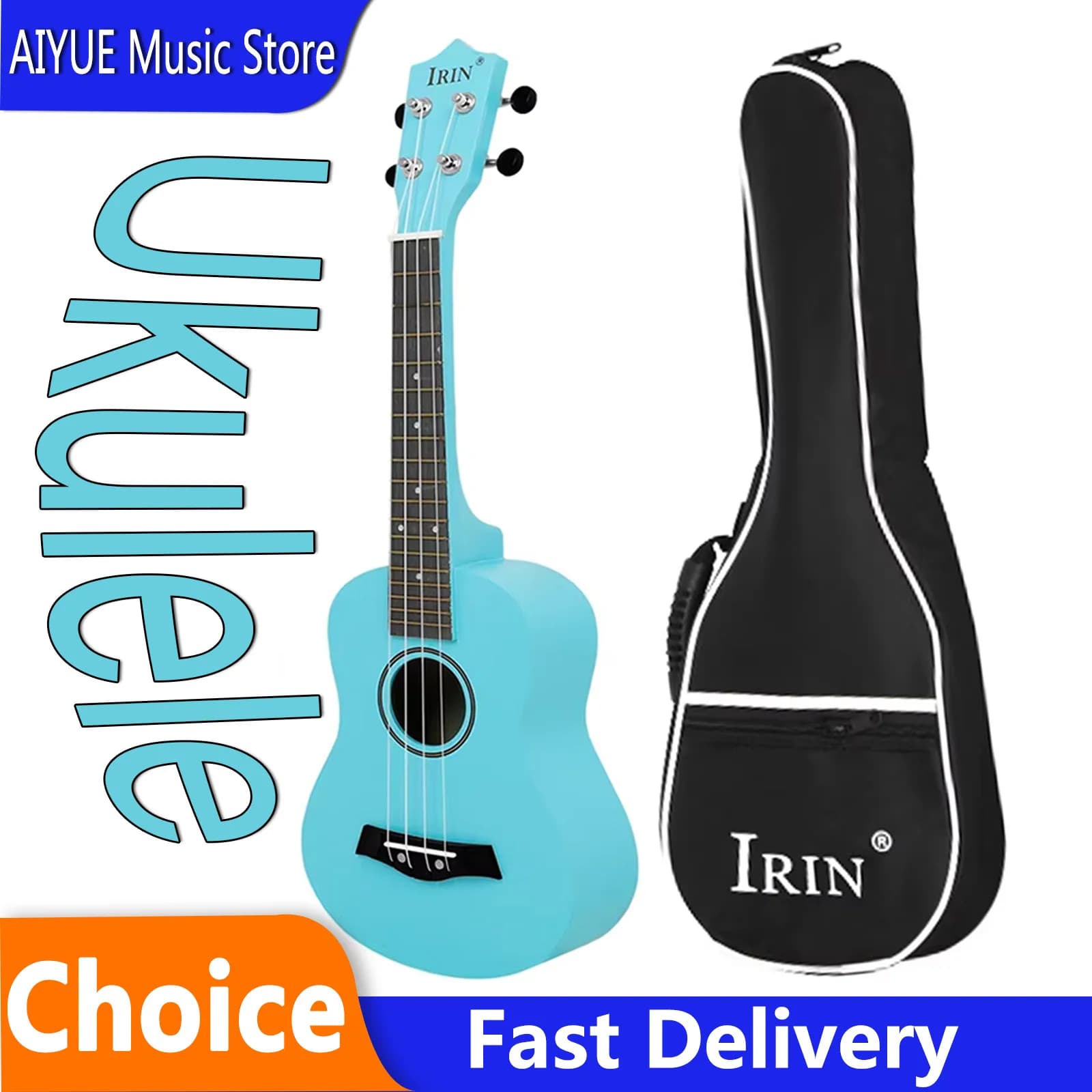 IRIN Ukulele da 23 Pollici in Legno di Tiglio Blu, Chitarra Silenziosa Lucidata a Mano, Ukulele da Concerto Professionale, Mini Chitarra Strumento Musicale