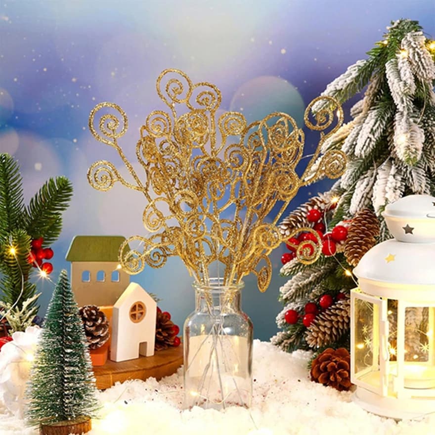 5/15pcs Artificial Plants Fake Branch Christmas Pine Tree Garland Home Table Decorations Outdoor Wedding Garden Party DIY Gifts