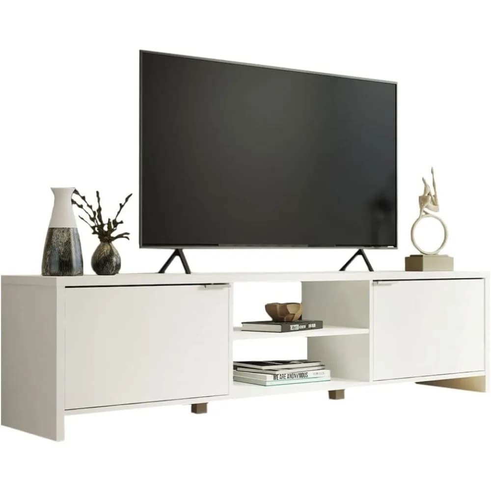Supporto TV Grande console multimediale con gestione dei cavi per centro di intrattenimento per soggiorno da gioco con archiviazione multimediale da 65, 75 pollici