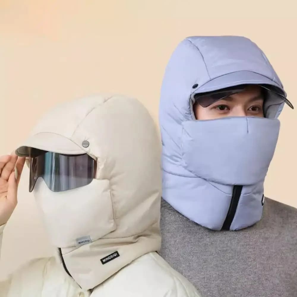 with Goggles Windproof Warm Winter Hat Cold Proof Winter Earmuff Hat Neck Protector Warm Ski Mask Hiking