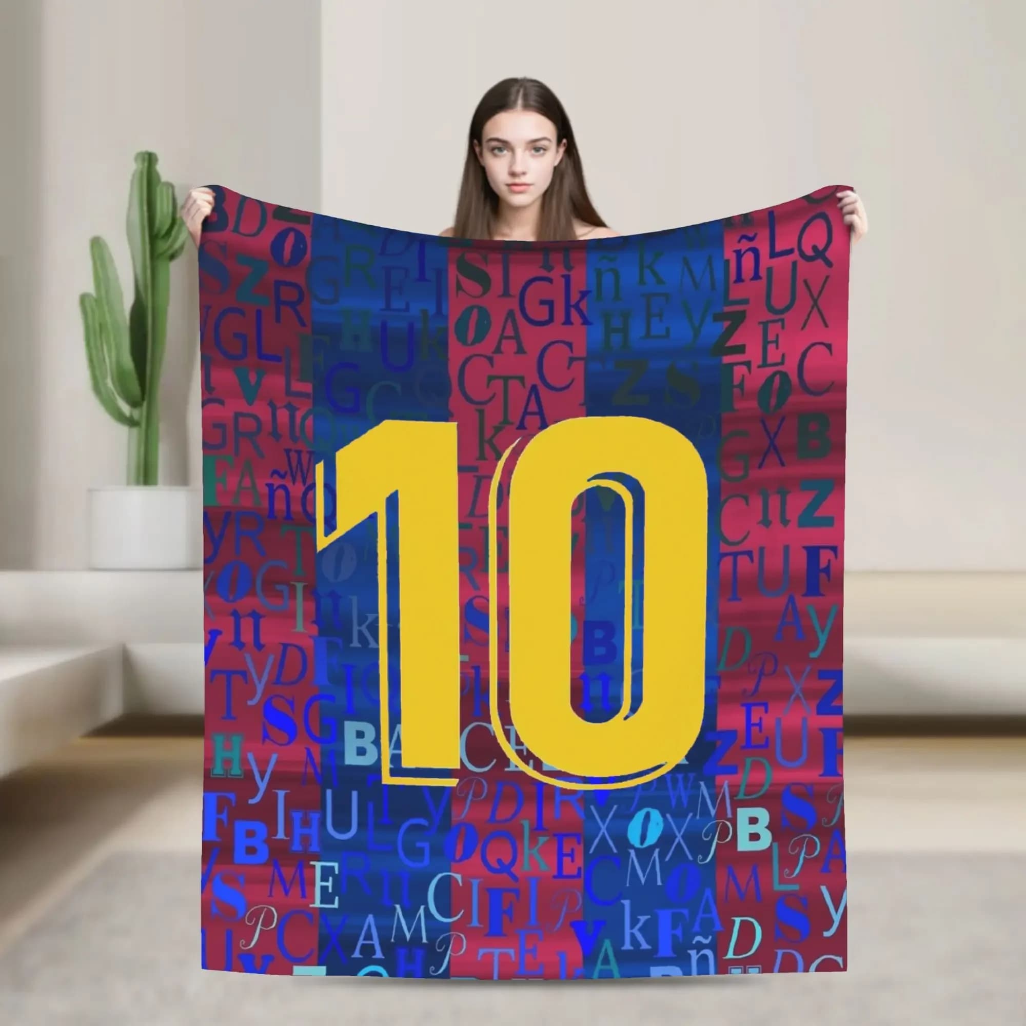 Argentina Number Football Soccer Blanket Flannel Warm Throw for Couch Bed Home Decoration Portable Messi Fan Gift