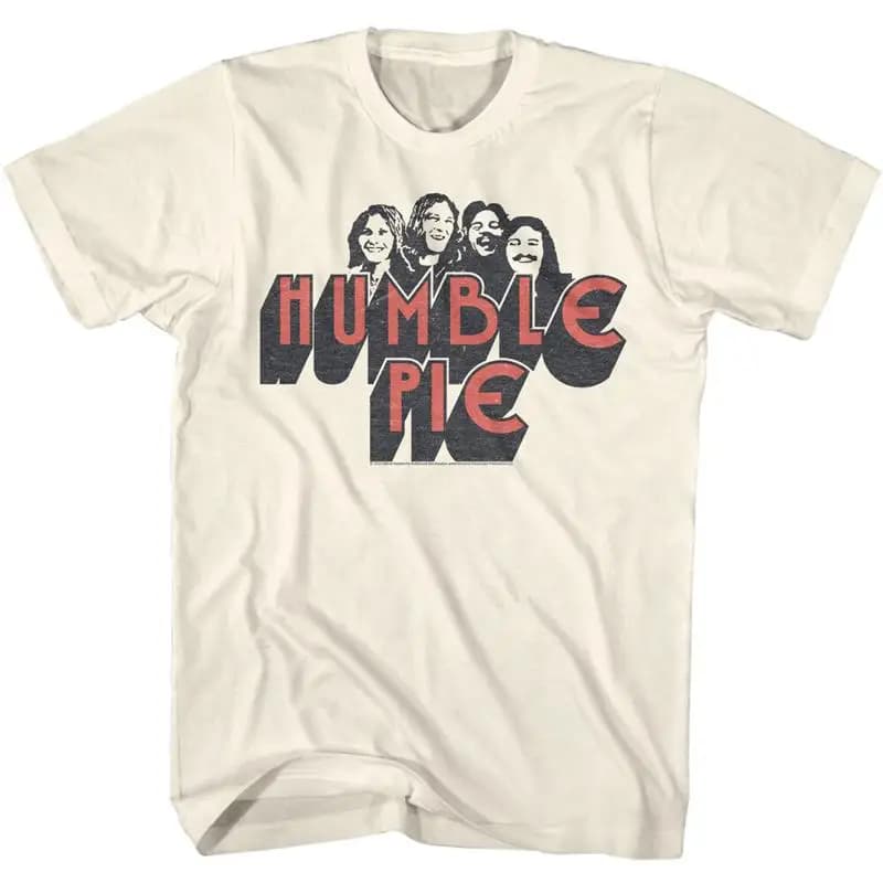 Humble Pie Red Black Logo Band Member Bust Men's T Shirt Rock Music Merch