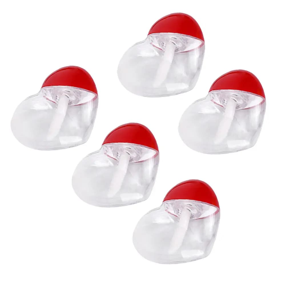 5 portable lip gloss tubes in heart shape, empty, rechargeable and reusable for travel, for lipstick and mascara