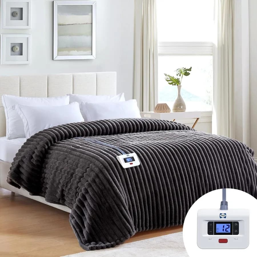 Coperta elettrica a grandezza naturale 72"*84" Coperta riscaldata reversibile super accogliente in pelliccia sintetica a Sherpa a grandezza naturale con 10 livelli di riscaldamento e