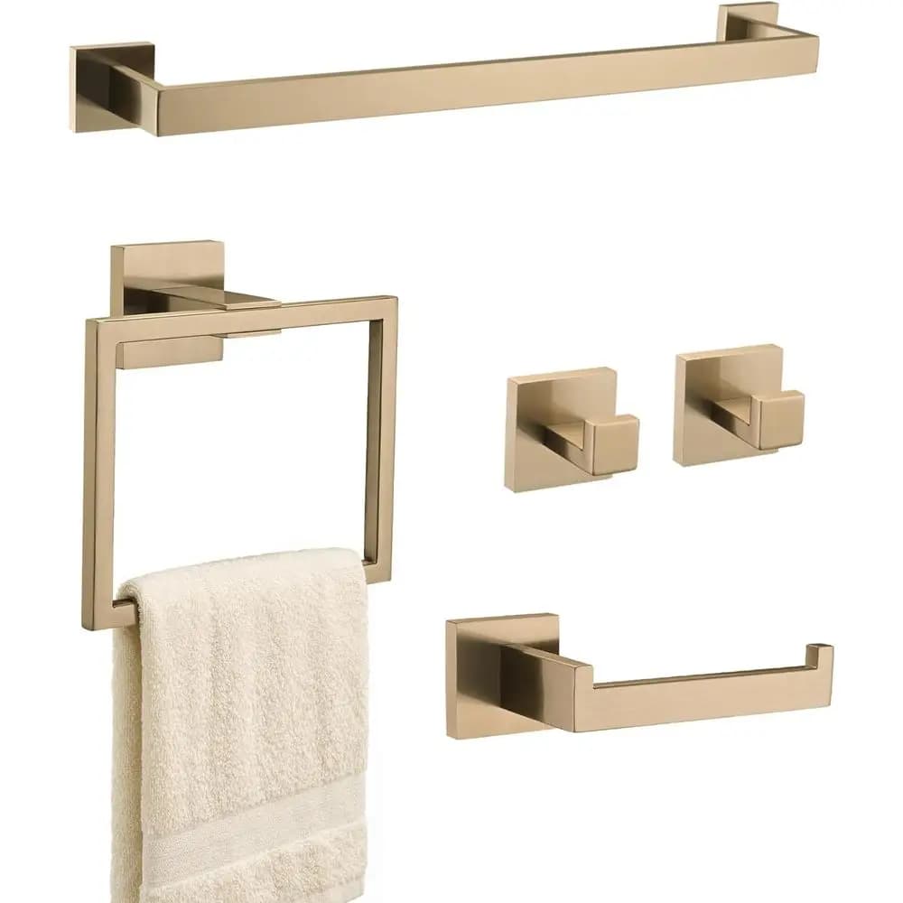 Set di accessori per il bagno da 5 pezzi, compatibile con il set di portasciugamani da bagno in bronzo champagne o il set da bagno, acciaio inossidabile SUS304 antiruggine