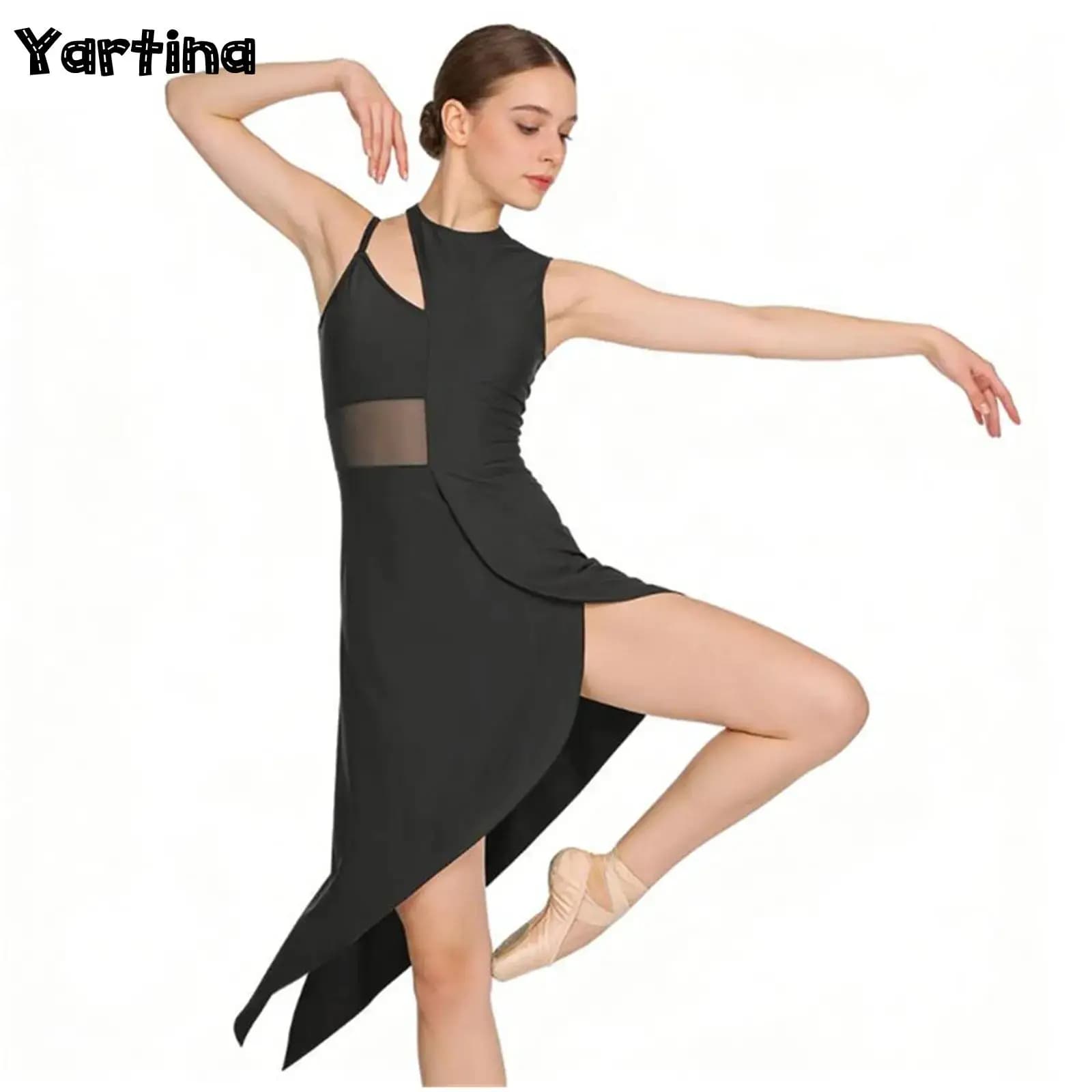 Abito da Ginnastica Artistica, Danza Latina e Pattinaggio su Ghiaccio per Donne, Costume Scintillante con Paillettes per Pattinaggio Artistico Contemporaneo