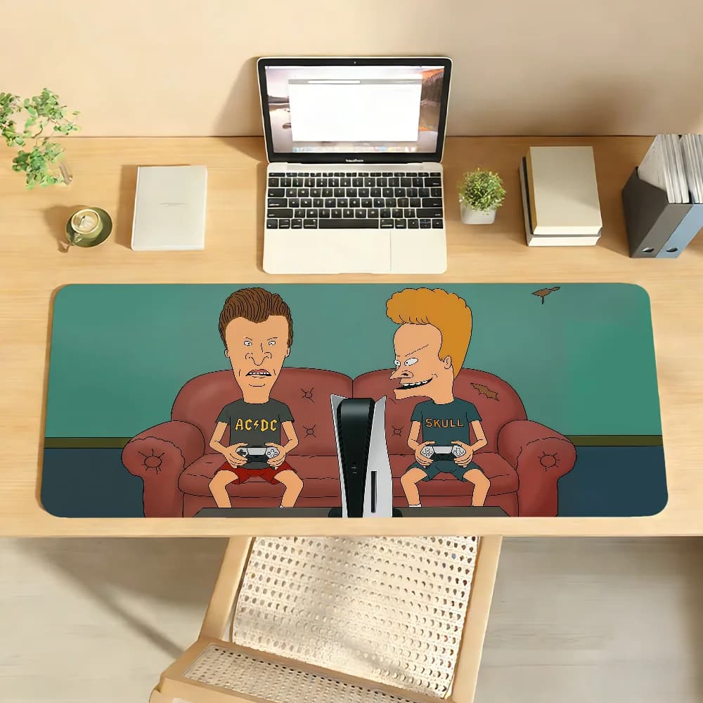 Tappetino per mouse Cartoon B-Beavis e B-ButtHead, tappetino da scrivania antiscivolo, accessori per PC portatile, tastiera da ufficio, decorazione per giocatori