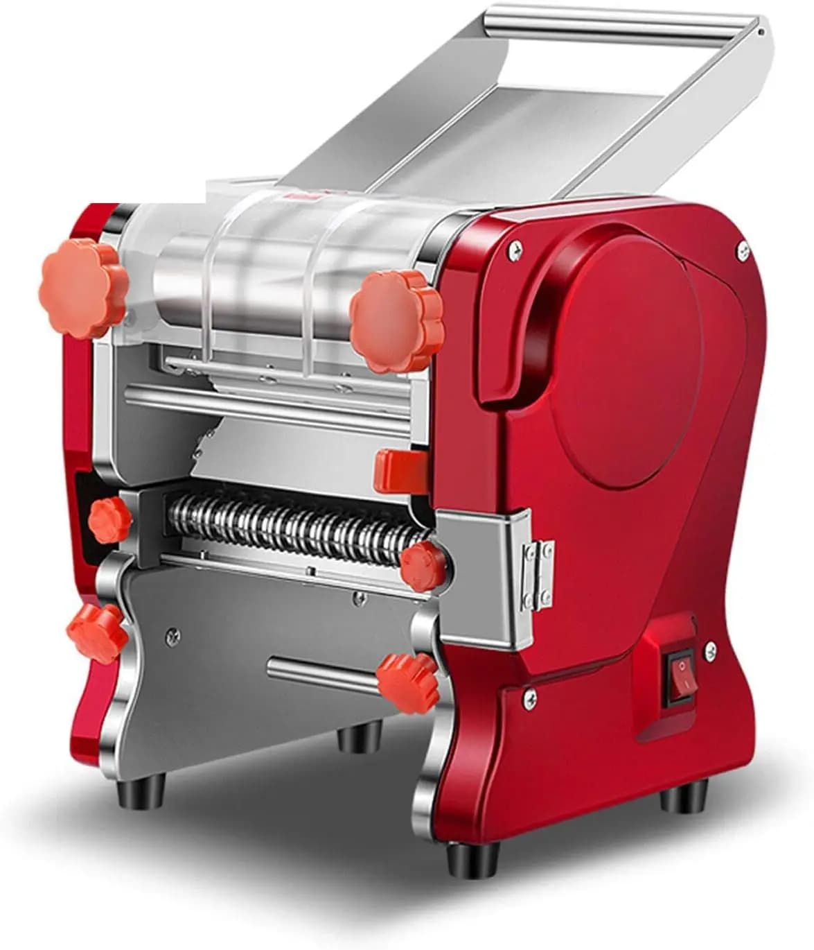 Macchina per Pasta Elettrica, Macchina per Noodle e Ravioli per Uso Commerciale e Domestico, in Acciaio Inox con Doppio Taglierino, Non Smontabile